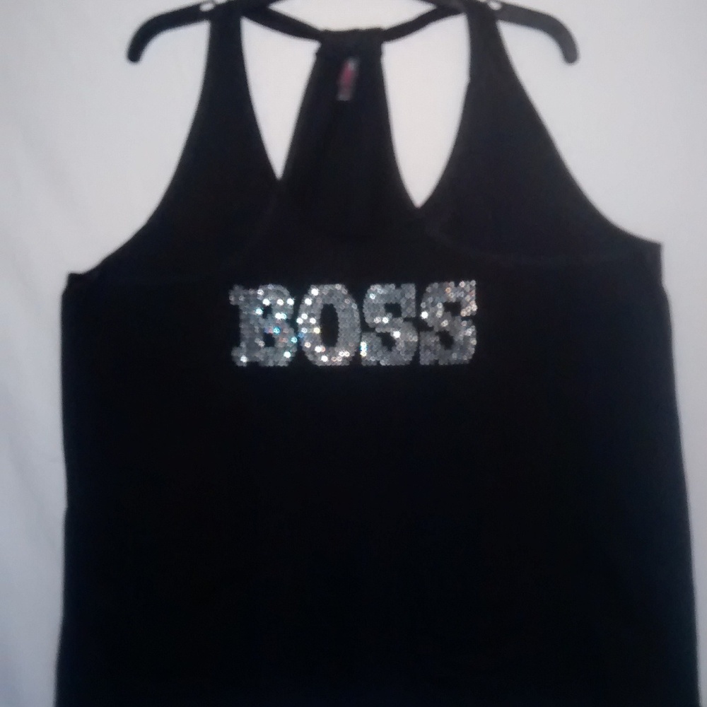 NWOT Bling Rhinestone Boss Shimmen Blind loose fit - Picture 2 of 7